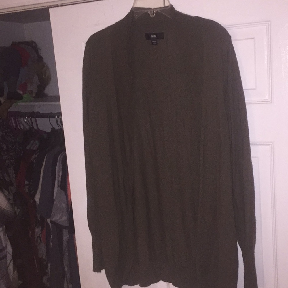 Army green sweater.